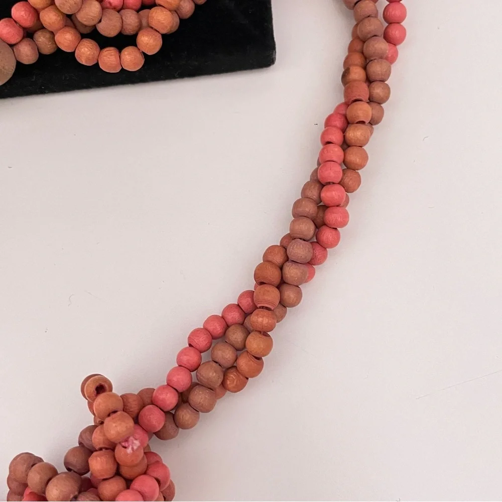 Vintage HAWAIIAN Wooden Summer Beach Tropical Vacation Natural Beaded Necklace